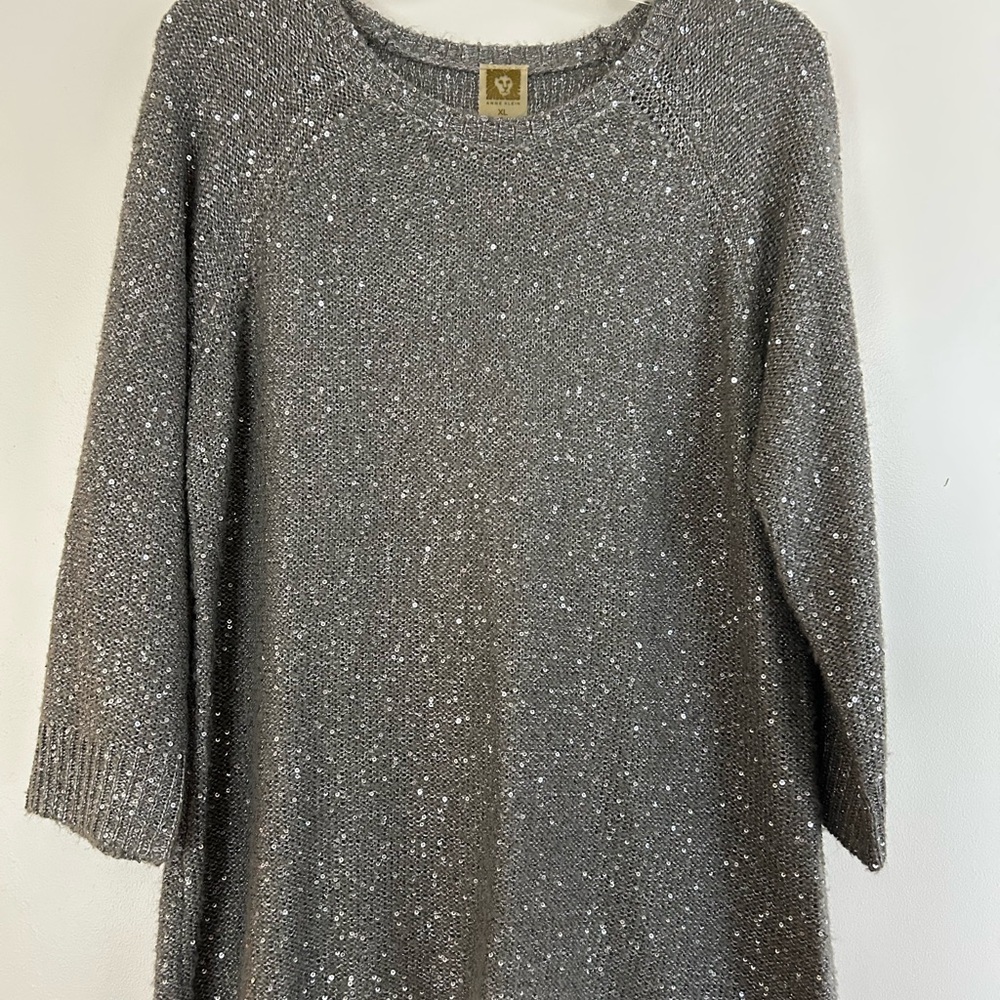 Anne Klein Silver Sequin Sweater